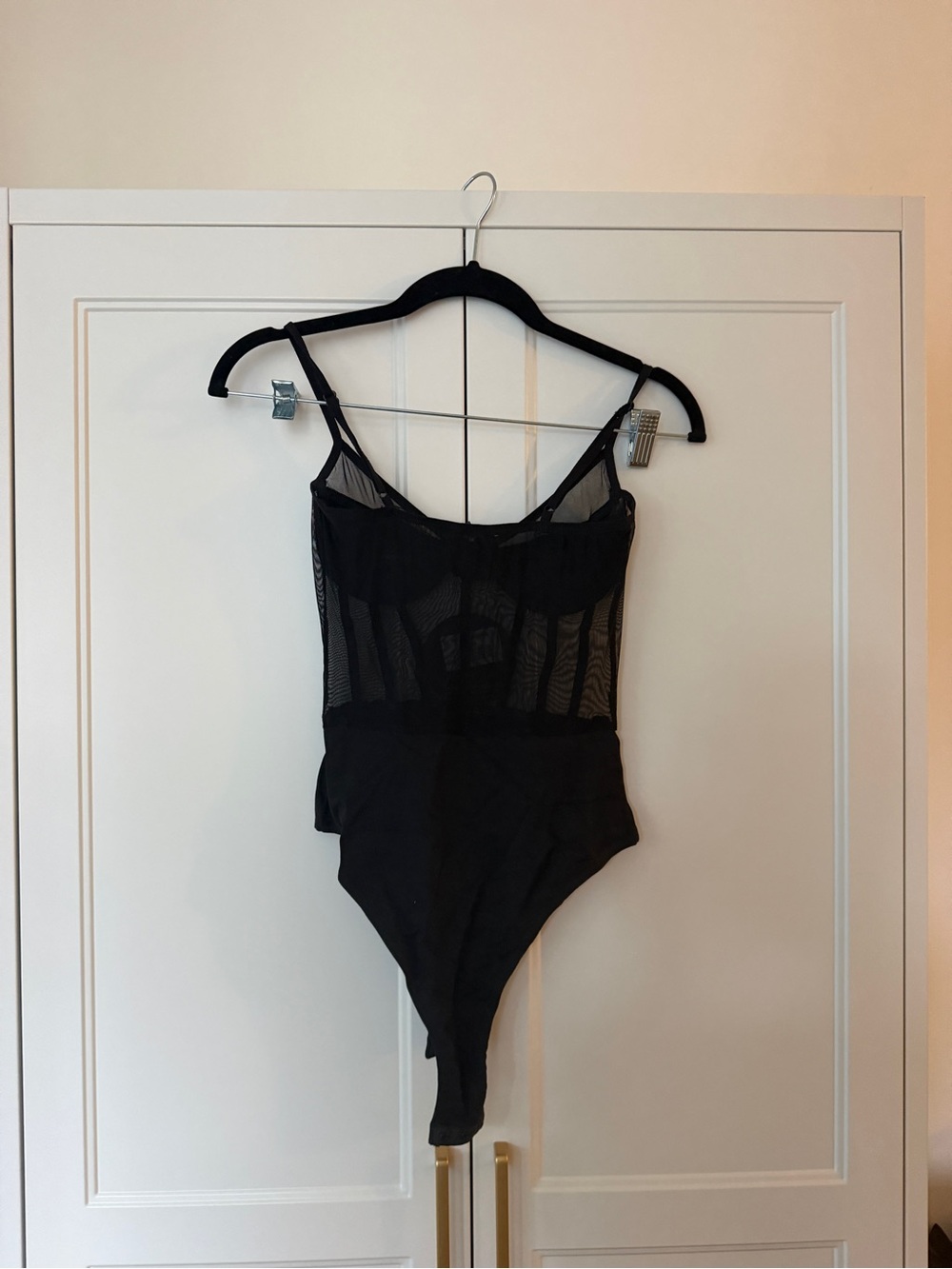 White Fox Boutique Black Sheer Mesh Bodysuit